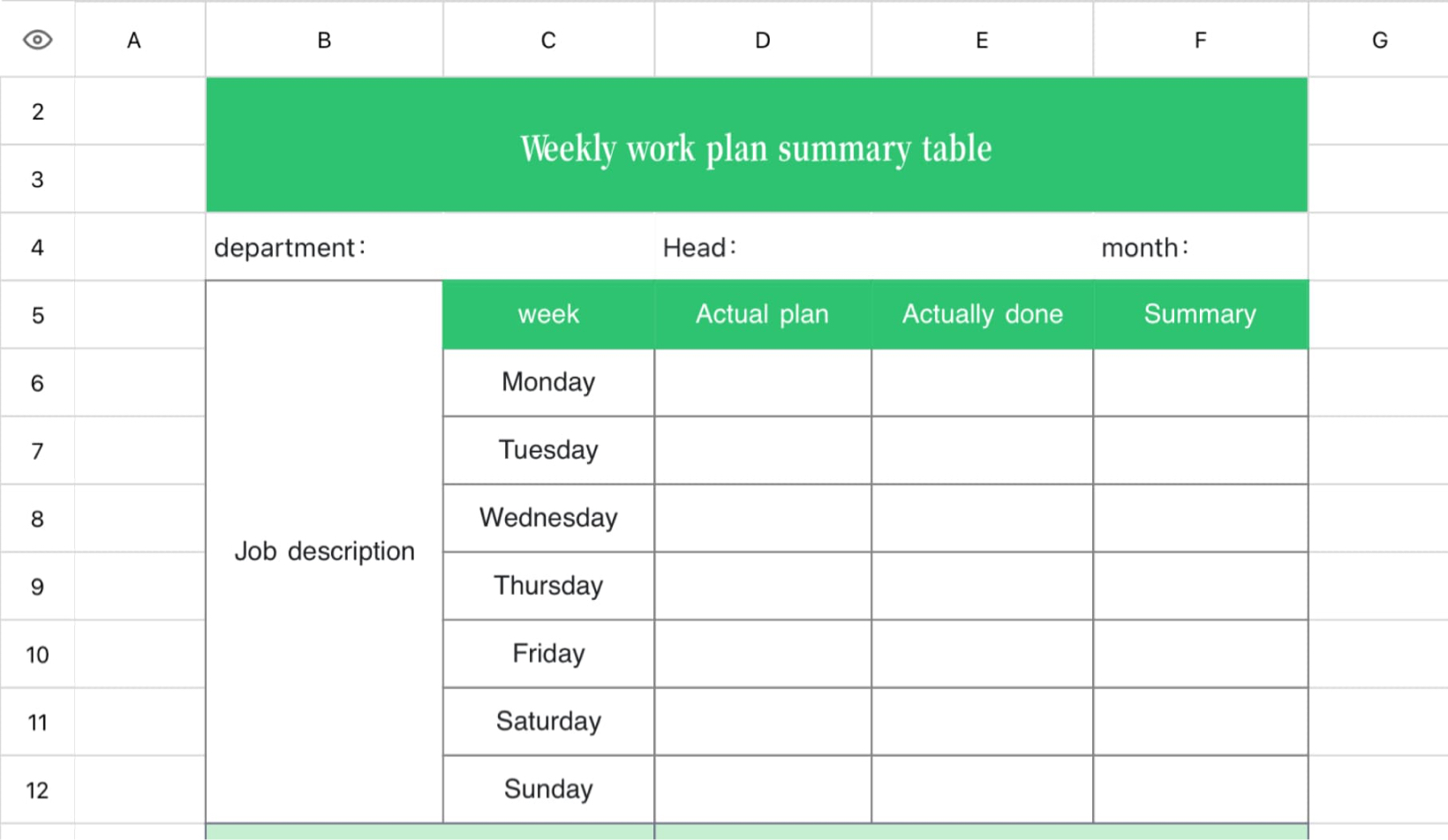 Weekly work plan report